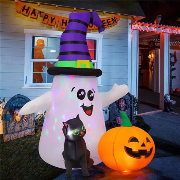 GOOSH 5 FT Halloween Inflatables Ghost Outdoor Decorations Blow Up Yard Cute - Picture 2 of 7